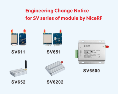 Avis de modification technique pour la s&eacute;rie SV de modules rf et de modem rf par NiceRF