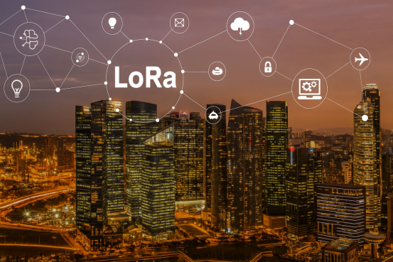 Un graphique de réseau de ville intelligente symbolisant la technologie LoRa IoT.