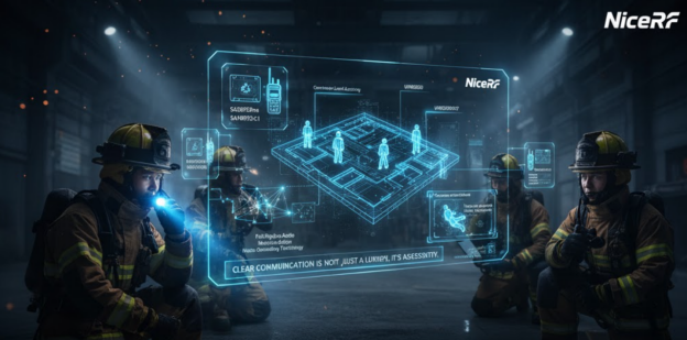 Des pompiers utilisent des modules audio full-duplex lors d'une opération de sauvetage.