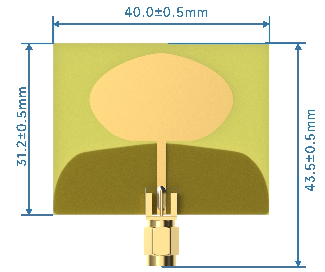 Dimensions mécaniques de l'antenne PCB omnidirectionnelle UWB UWB - PCB - X