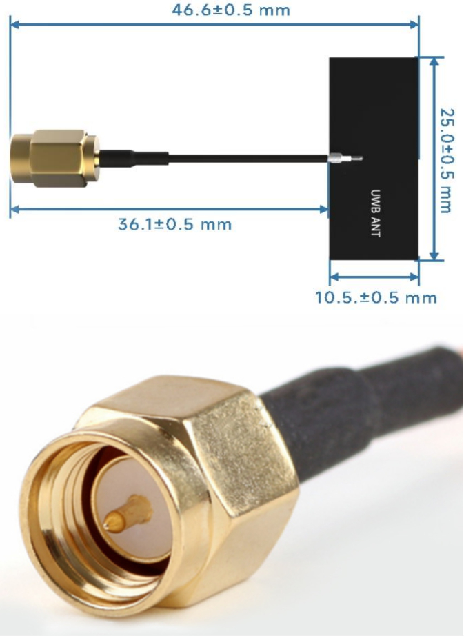 Dimensions mécaniques de l'antenne embarquée ultra-large bande à faible coût UWB - FPC - IP1