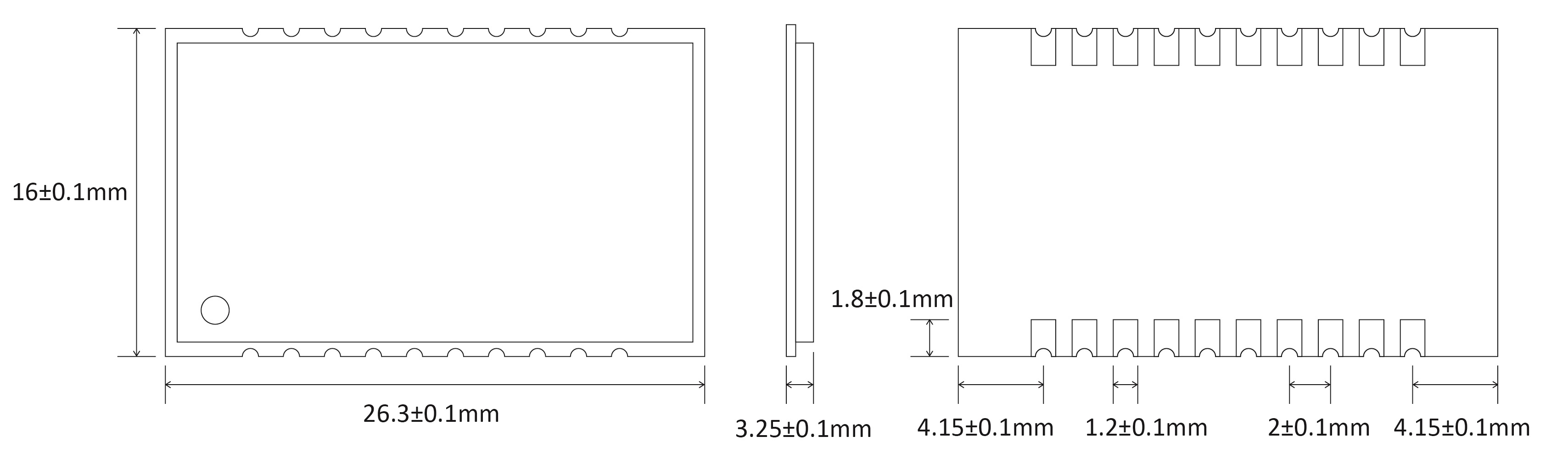 La taille du module de transmission audio SA316S La taille du module de transmission audio SA316S