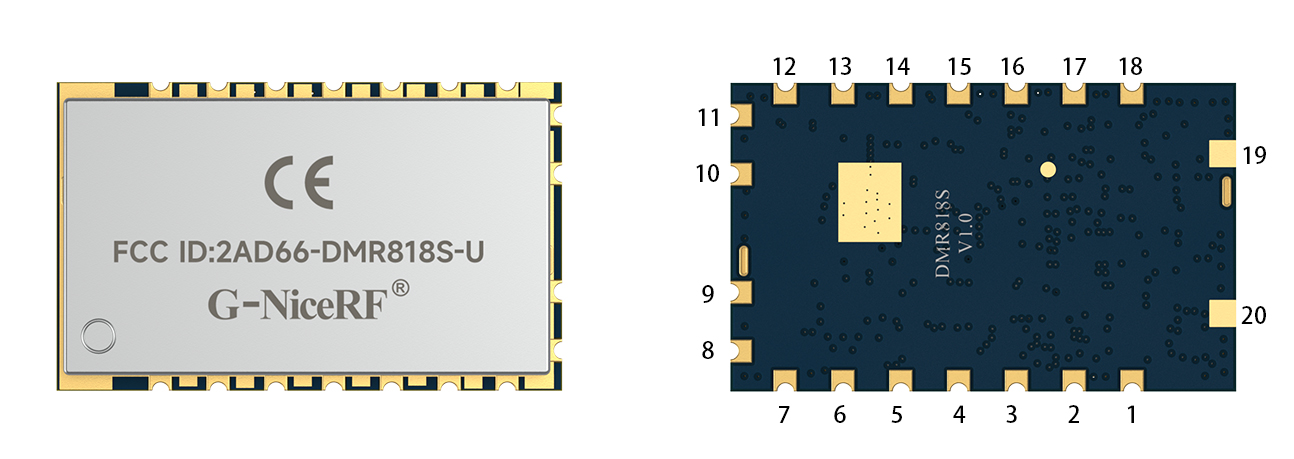 Définition des broches du module talkie-walkie DMR DMR818S-U. Définition des broches du module talkie-walkie DMR DMR818S-U.