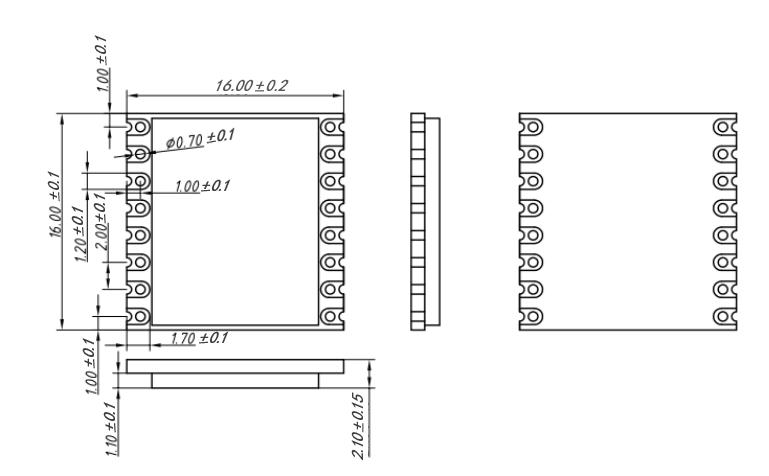 Dimensions mécaniques du module LoRa sans fil LoRa1276-C1-868.