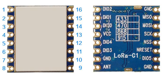 Définition des broches du module LoRa SX1276 915 MHz LoRa1276-C1-915