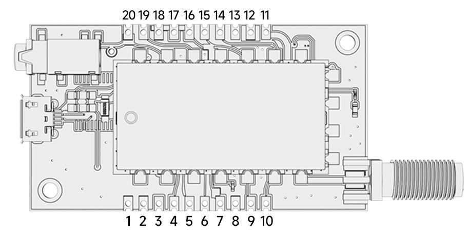 Définition des broches de la carte émetteur du module audio SA326F30 Définition des broches de la carte émetteur du module audio SA326F30