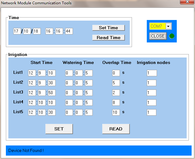 Interface logicielle de contrôle PC pour système d'irrigation sans fil Interface logicielle de contrôle PC pour système d'irrigation sans fil